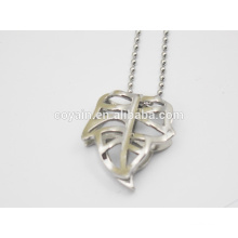 Stainless steel hollow silver large leaf pendant necklace
